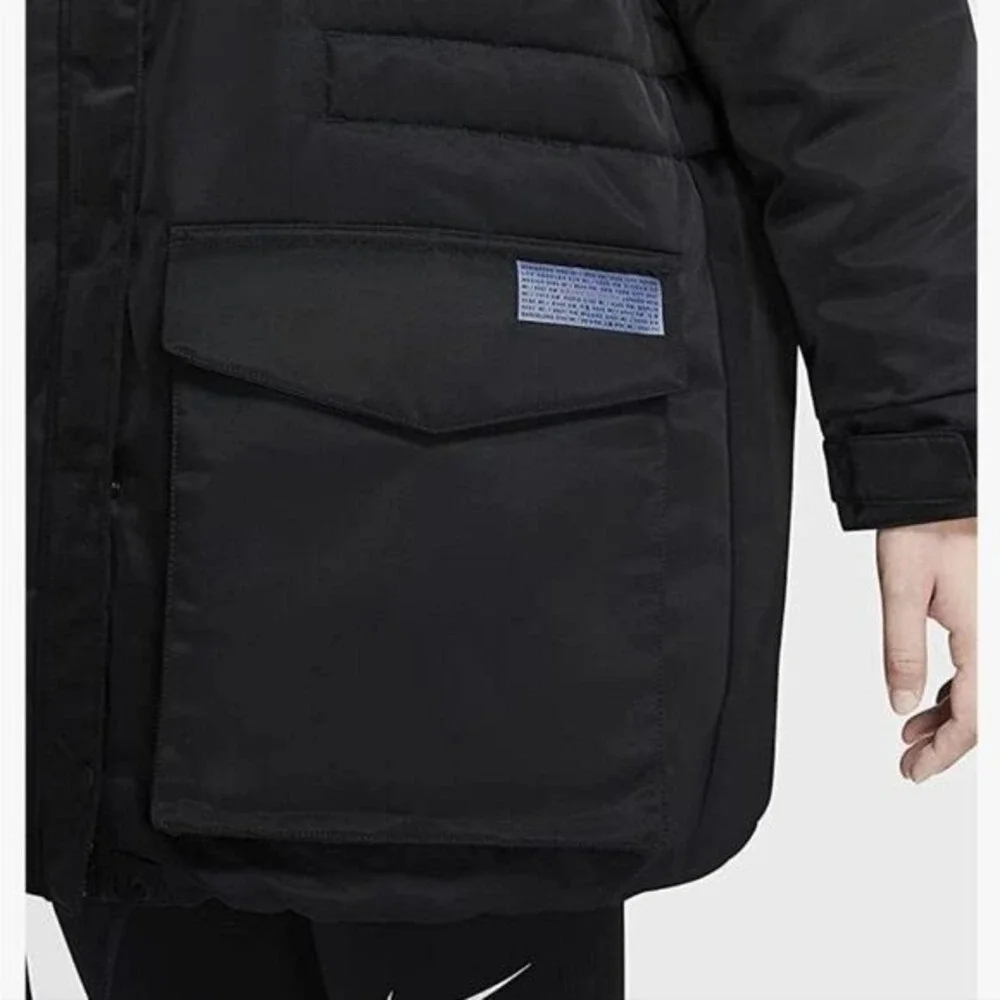 Nike Sportswear Tech Fleece Parka Hooded Full Zip Puffer Coat Jacket Black XXL‎